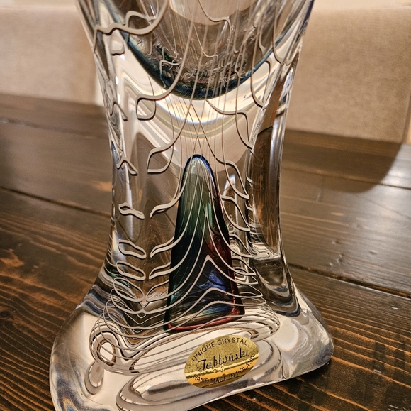 Adam Jablonski hand made crystal from Poland vase - Picture 4 of 11